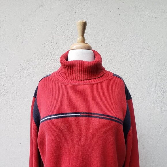 5/$100 SALE - Vintage Tommy Hilfiger Logo Ribbed Y2K Turtleneck - Picture 6 of 12